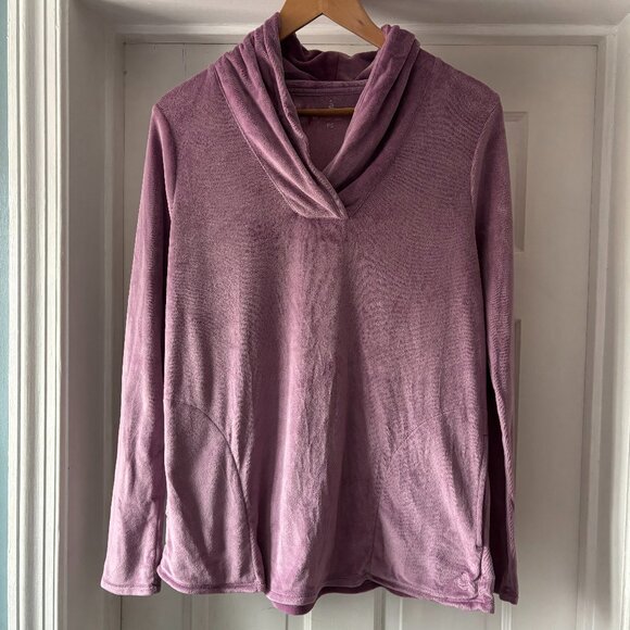 Cuddl Duds Hoodie Plush Velour Light Purple Pullover Top Small Petite - Picture 1 of 12